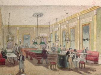 The Billiard Room in a Cafe (w/c on paper) | Obraz na stenu