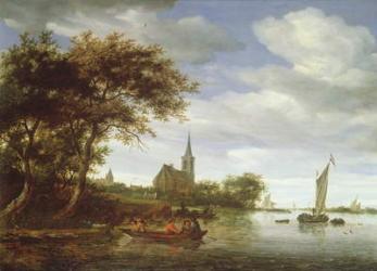 River Scene, 1663 (oil on canvas) | Obraz na stenu