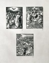 The 'Small Passion' series (clockwise): Pentecost; Last Judgement; Agony in the Garden, pub. 1511 (woodcut) | Obraz na stenu