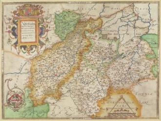 Map of Northampton and adjacent counties, from 'Atlas of England and Wales', 1576 (copper plate engraving) | Obraz na stenu