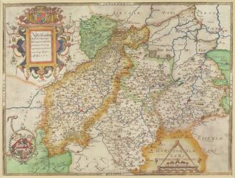 Map of Northampton and adjacent counties, from 'Atlas of England and Wales', 1576 (copper plate engraving) | Obraz na stenu