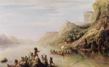 Jacques Cartier (1491-1557) Discovering the St. Lawrence River in 1535, 1847 (oil on canvas) | Obraz na stenu