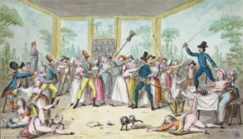 Riotous scene in a tavern during the period of the French Revolution, c.1789 (w/c on paper) | Obraz na stenu