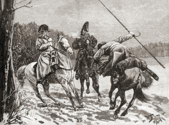 Attempt of the Russian Cossacks to capture Napoleon Bonaparte at the Battle of Brienne, France, 1814. | Obraz na stenu