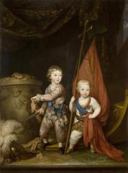 Portrait of Grand Dukes Alexander Pavlovich and Constantine Pavlovich, as children, 1781 (oil on canvas) | Obraz na stenu