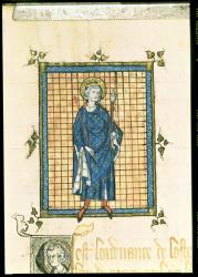 AE II 327 King Saint Louis carrying the Sceptre and the Hand of Justice, from Registre des Ordonnances de L'Hotel du Roi, c.1320 (vellum) | Obraz na stenu