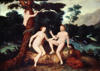 Adam and Eve in the Garden of Eden (oil on panel) | Obraz na stenu