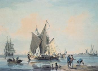 Coast Scene, with shipping and figures | Obraz na stenu