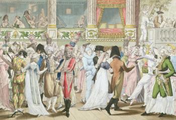 Costume Ball at the Opera, after 1800 (colour litho) | Obraz na stenu