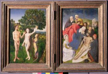 Diptych of The Fall of Man and The Redemption (Lamentation of Christ), after 1479 (oil on panel) (for detail of The Fall see 13000) | Obraz na stenu