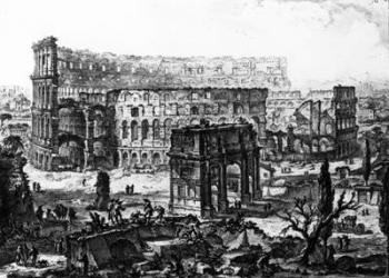 View of the Arch of Constantine and the Colosseum, from the 'Views of Rome' series, c.1760 (etching) | Obraz na stenu