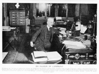Joseph Caillaux speaking on the radio in 1925, from 'Le Monde Illustré', 1925 (b/w photo) | Obraz na stenu