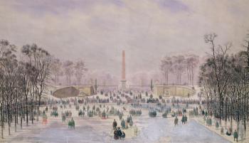 Skating in the Tuileries, c.1865 (w/c on paper) | Obraz na stenu