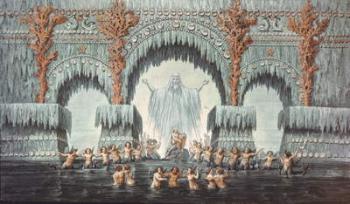 Muehleborn's Water Palace, set design for a production of 'Undine', (w/c on paper) | Obraz na stenu