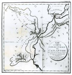 No. III Conjectural Map of the Island of Atlantis, drawn by Bory of St-Vincent and engraved by E. Collin (engraving) (b/w photo) | Obraz na stenu