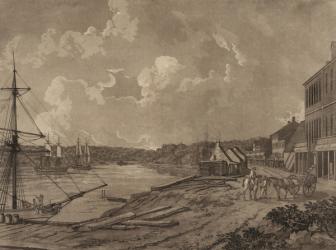 View of the suburbs of the city of Washington (Georgetown waterfront), c.1795 (aquatint) | Obraz na stenu
