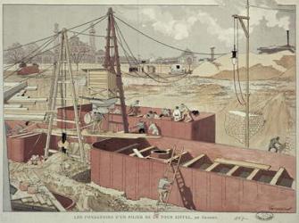 Laying the Foundations for the Eiffel Tower, 1887 (litho) | Obraz na stenu