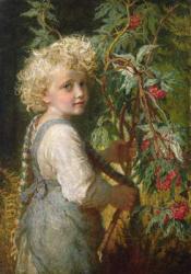 Gathering Red Berries (oil on canvas) | Obraz na stenu