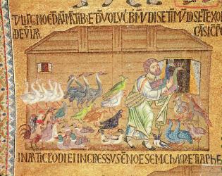 The Flood, from the Atrium, detail of Noah putting birds on the ark (mosaic) | Obraz na stenu