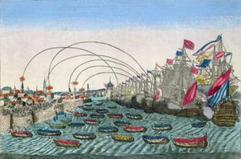 The Capture of Havana by the English in 1762 (coloured engraving) (see also 110458) | Obraz na stenu