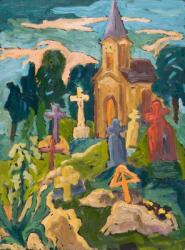 Graveyard and Chapel, 2005 (oil on board) | Obraz na stenu