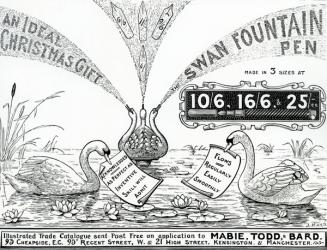 Advert for Swan Fountain Pens, from an Illustrated Trade Catalogue, c.1900-10 (litho) | Obraz na stenu