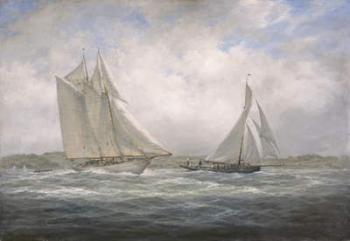 Two Classics: 'Aello Beta' and 'Marigold' off the Isle of Wight, 2005 (oil on canvas) | Obraz na stenu
