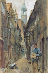 A Back Alley in Hamburg, 1891 (w/c on paper) | Obraz na stenu