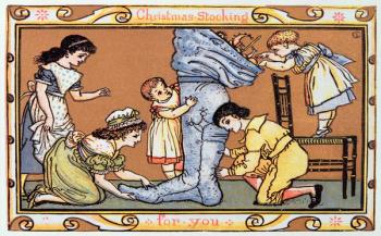 Christmas Stocking For You, a Victorian christmas card (engraving) | Obraz na stenu