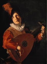 Young Man with a Lute | Obraz na stenu