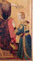 St. Louis of Toulouse (1274-97) crowning his brother, Robert of Anjou (1278-1343) from the Altar of St. Louis of Toulouse, 1317 (tempera on panel) (detail of 183716) | Obraz na stenu