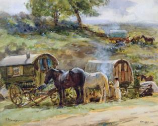 Gypsy Encampment, Appleby, 1919 (w/c on paper) (see also 54655) | Obraz na stenu