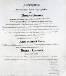 Partners agreement for Forbes & Company, Bombay, 1811 (pen & ink on paper) | Obraz na stenu