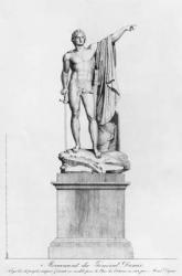 Design for a Monument to General Desaix de Veygoux by the sculptor Claude Dejoux, Place des Victoires, Paris, 1806 (engraving) (b/w photo) | Obraz na stenu