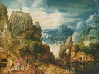 Mountainous Landscape with the Road to Emmaus, 1597 (oil on panel) | Obraz na stenu
