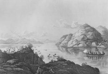 Franklin's expedition hunting on Marten Lake, 1820 (engraving) | Obraz na stenu