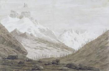 Between Chamonix and Martigny, 1776 (graphite, pen & wash on paper) | Obraz na stenu