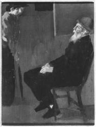 Pierre Auguste Renoir (1841-1919) and Mademoiselle Beaudot, 1911 (oil on cardboard) (b/w photo) | Obraz na stenu