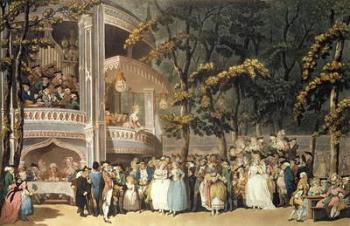 Vauxhall Gardens from Ackermann's 'Microcosm of London', 1809 (pen and ink on watercolour) | Obraz na stenu