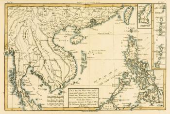 The Philippines, Formosa, South China, the Kingdoms of Tonkin, Cochin China, Cambodia, Siam, Laos, and part of those of Pegu and Ava, from 'Atlas de Toutes les Parties Connues du Globe Terrestre' by Guillaume Raynal (1713-96), published Geneva, 1780 (colo | Obraz na stenu