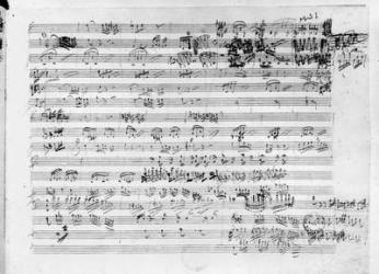 Autograph score sheet for the Trio mi bemol opus 3 (pen & ink on paper) (b/w photo) | Obraz na stenu