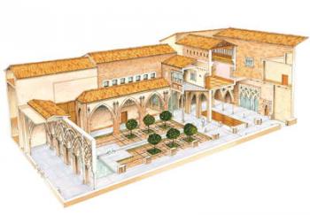 Aljaferia. Zaragoza, Spain. Islamic palace. Santa Isabel courtyard. | Obraz na stenu