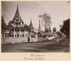 Wayzayanda monastery and pagodas at Moulmein, Burma, c.1890 (albumen print) (b/w photo) | Obraz na stenu
