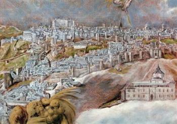 View and Map of the Town of Toledo, detail of the Tavera hospital, 1609 (oil on canvas) (detail of 124615) | Obraz na stenu