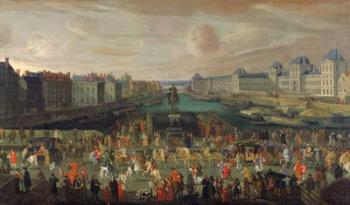 Procession of Louis XIV (1638-1715) Across the Pont-Neuf, 1665-69 (oil on canvas) | Obraz na stenu