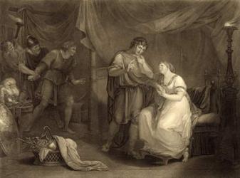 In Calchas' tent, Act V, Scene II, from 'Troilus and Cressida' by William Shakespeare (1564-1616) engraved by Luigi Schiavonetti (1765-1810) (engraving) | Obraz na stenu