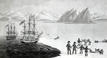 First communication with the natives of Prince Regents Bay, 1818 (litho) (b/w photo) | Obraz na stenu