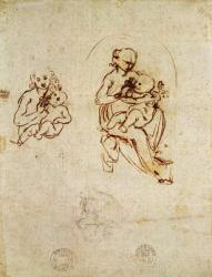 Study for the Virgin and Child, c.1478-1480 (ink and pencil on paper) | Obraz na stenu