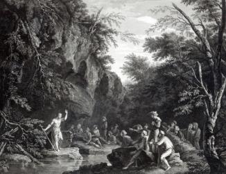 Saint John preaching in the Wilderness, engraved by John Browne, 1768 (engraving) (b/w photo) | Obraz na stenu