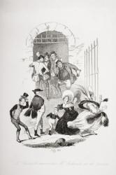 Mrs. Bardell encounters Mr. Pickwick at the prison, illustration from `The Pickwick Papers' by Charles Dickens (1812-70) published 1837 (litho) | Obraz na stenu